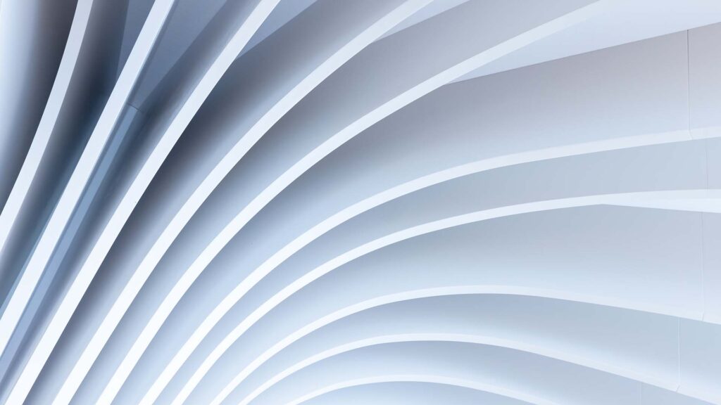 Abstract geometric architecture background photo, parametric ceiling decoration with soft blue shadows